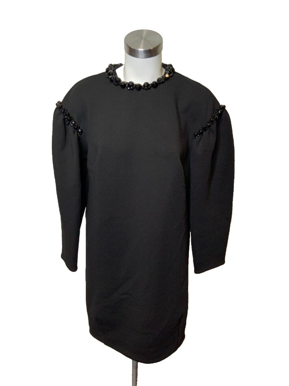 Simone Rocha X Ikram Black Scuba Jewel Shift Dress, Size 6 | 10
